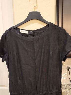 notPERFECTLINEN Black Short-Sleeve Linen Jumpsuit